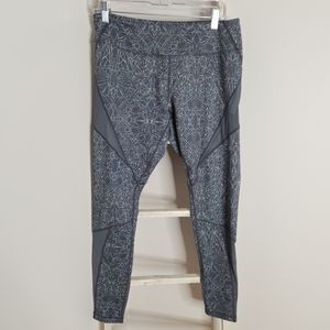 Zella leggings womens large geometric print mesh panel gray